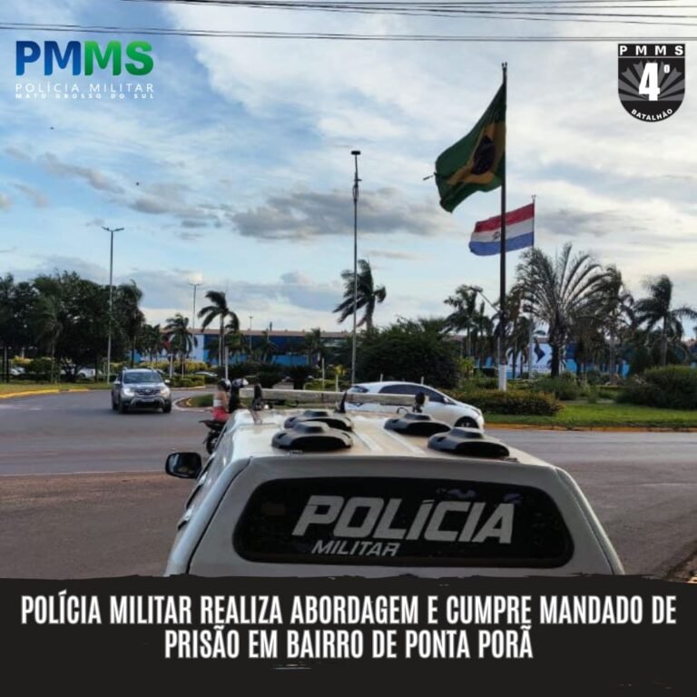 Polícia Militar realiza abordagem e cumpre mandado de prisão em bairro de Ponta Porã