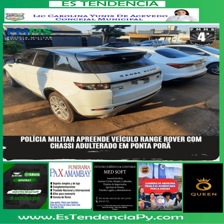 Polícia Militar apreende veículo Range Rover com chassi adulterado em Ponta Porã.